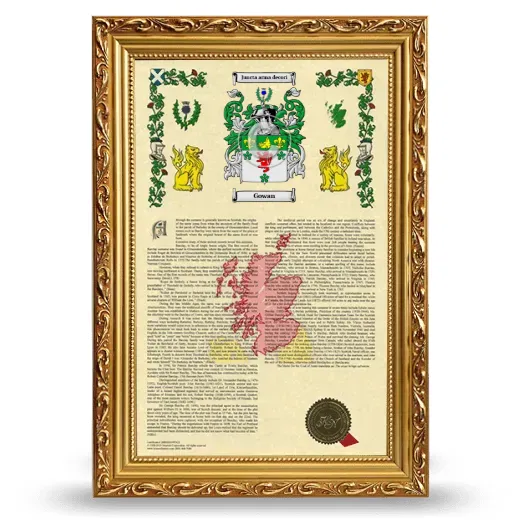 Gowan Armorial History Framed - Gold