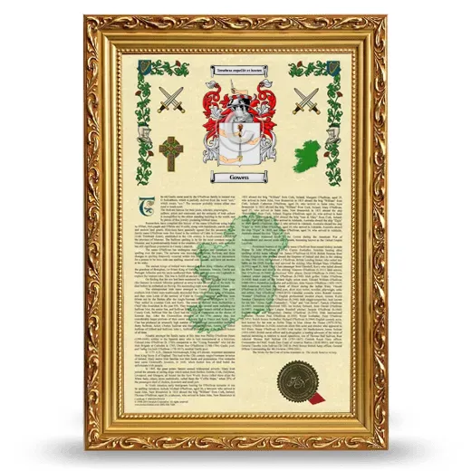 Gowen Armorial History Framed - Gold