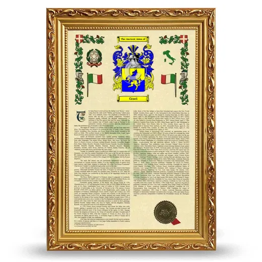 Graci Armorial History Framed - Gold