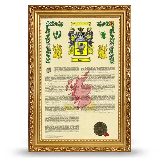 Gracy Armorial History Framed - Gold