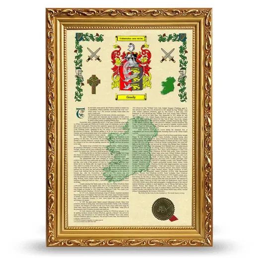 Grady Armorial History Framed - Gold