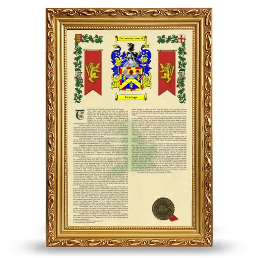 Grainge Armorial History Framed - Gold