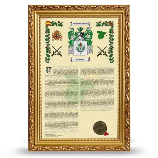 Granada Armorial History Framed - Gold