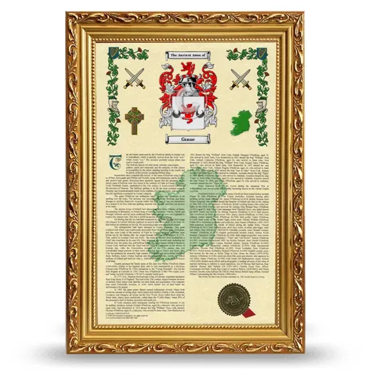 Grane Armorial History Framed - Gold