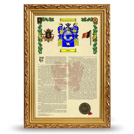 Grau Armorial History Framed - Gold