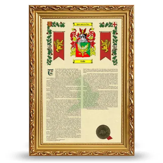 Grife Armorial History Framed - Gold