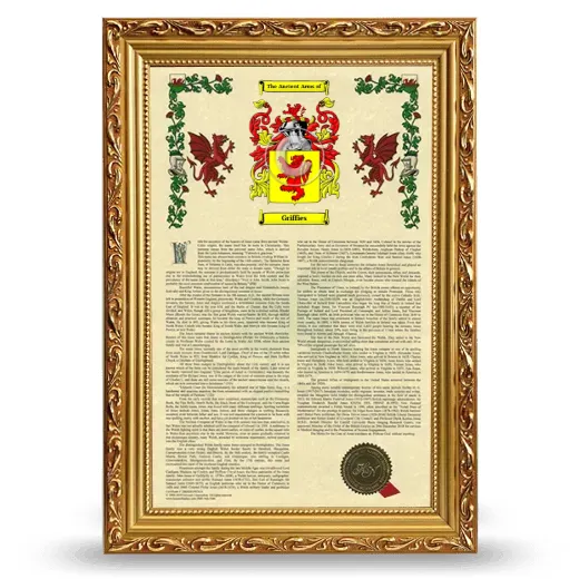 Griffies Armorial History Framed - Gold