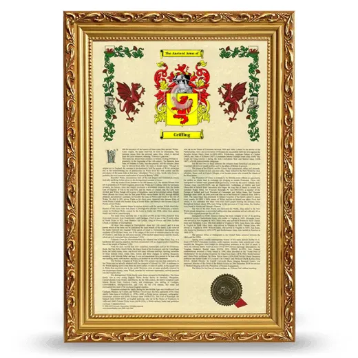 Griffing Armorial History Framed - Gold