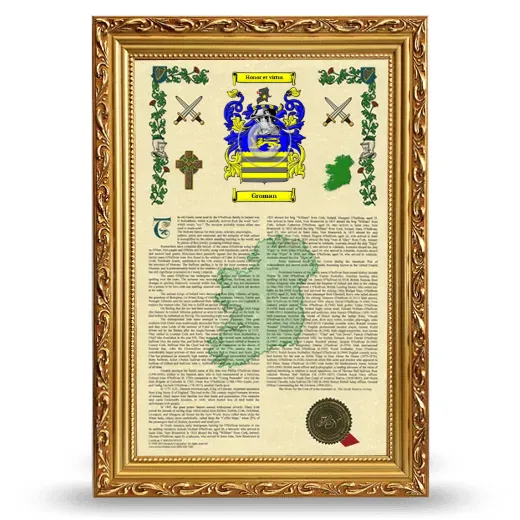 Groman Armorial History Framed - Gold