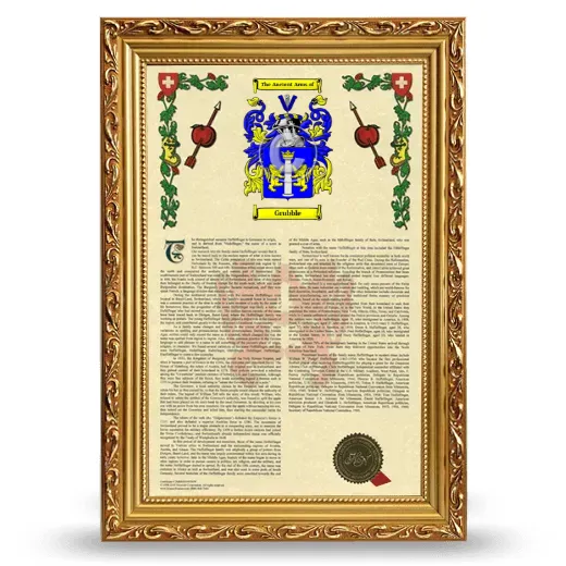Grubble Armorial History Framed - Gold