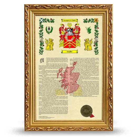 Gryder Armorial History Framed - Gold