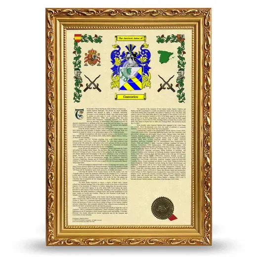 Guerreiro Armorial History Framed - Gold