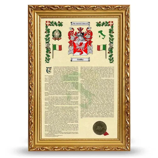 Guidry Armorial History Framed - Gold
