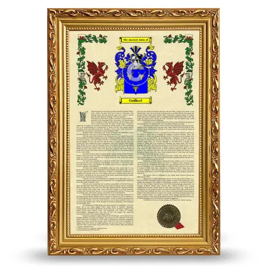 Guillard Armorial History Framed - Gold