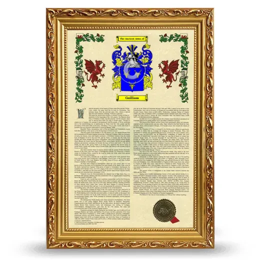 Guilliam Armorial History Framed - Gold
