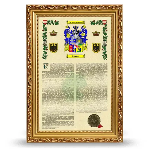 Guldner Armorial History Framed - Gold