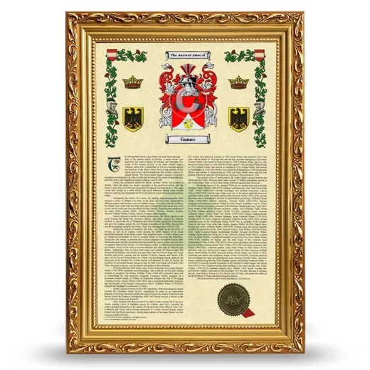 Gumer Armorial History Framed - Gold