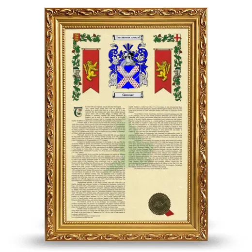 Gunnar Armorial History Framed - Gold
