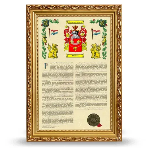 Guntar Armorial History Framed - Gold