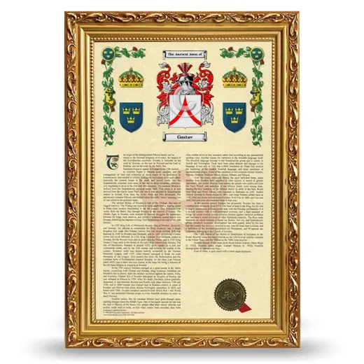 Gustav Armorial History Framed - Gold
