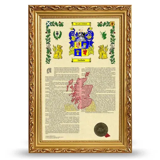 Guthrie Armorial History Framed - Gold