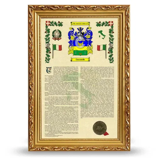 Guzzardo Armorial History Framed - Gold