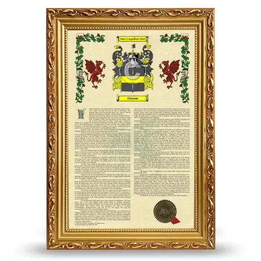 Gwane Armorial History Framed - Gold
