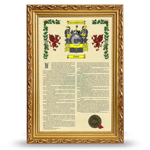 Gwant Armorial History Framed - Gold