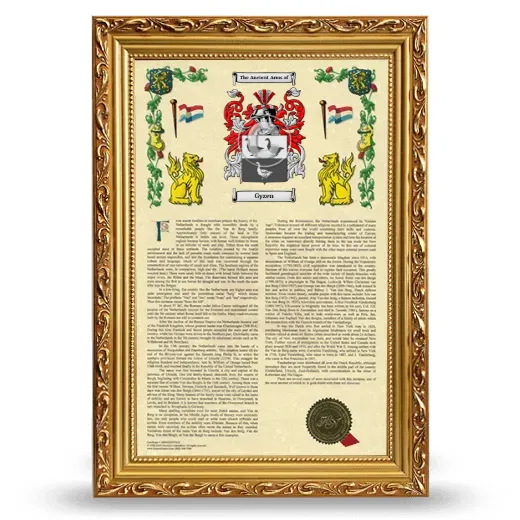 Gyzen Armorial History Framed - Gold