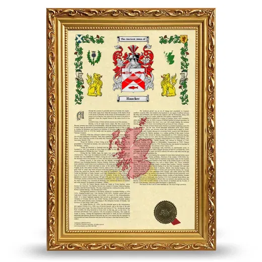 Haacker Armorial History Framed - Gold