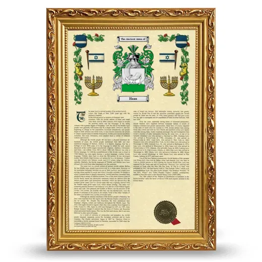 Haas Armorial History Framed - Gold