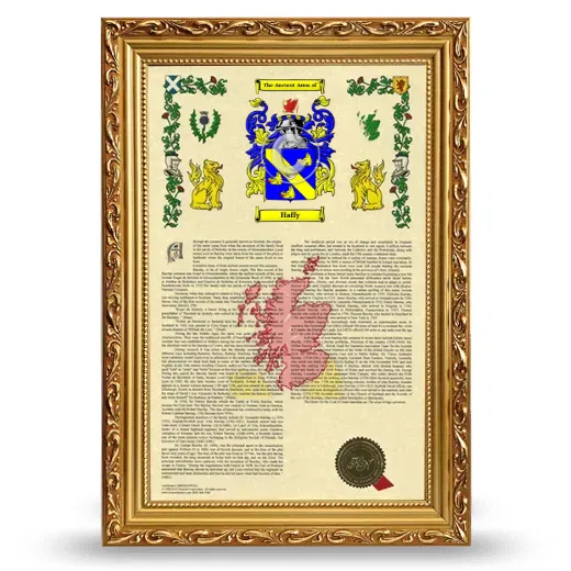 Haffy Armorial History Framed - Gold