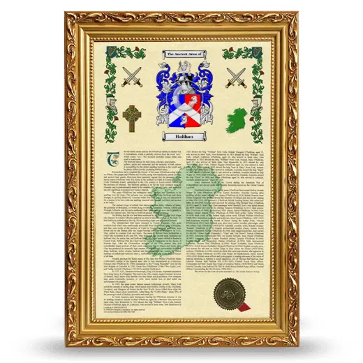 Halihan Armorial History Framed - Gold