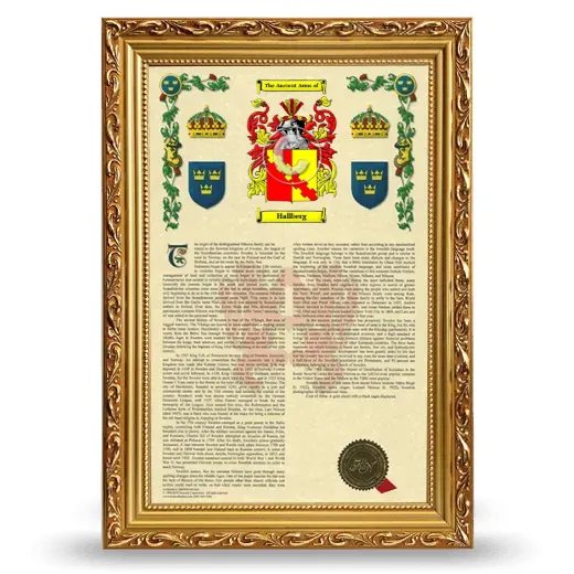 Hallberg Armorial History Framed - Gold