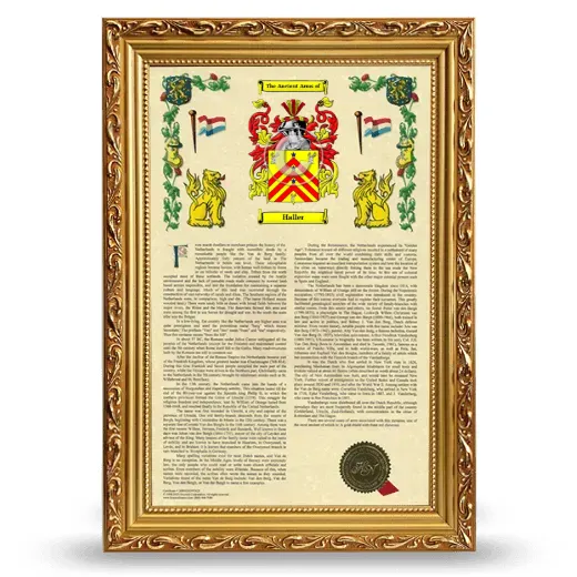Haller Armorial History Framed - Gold
