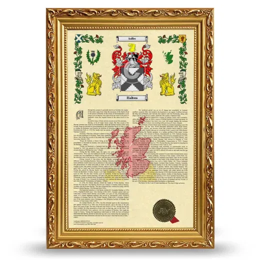 Halten Armorial History Framed - Gold
