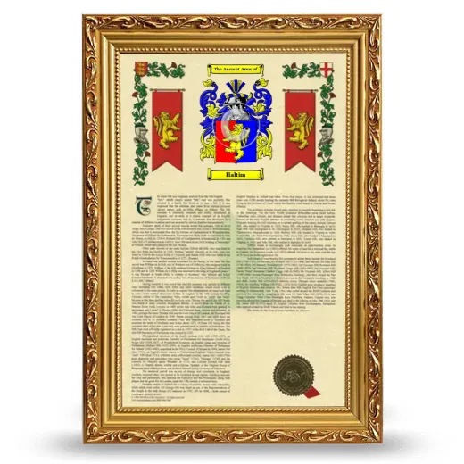 Haltim Armorial History Framed - Gold