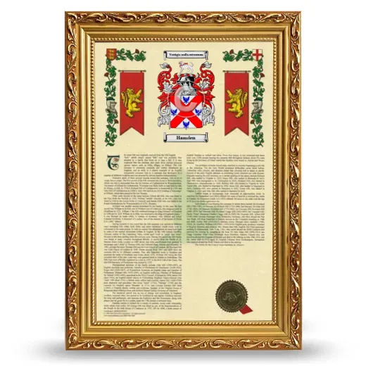 Hamden Armorial History Framed - Gold
