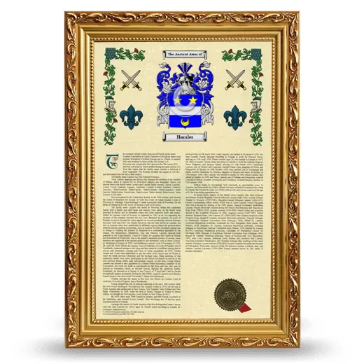 Hamler Armorial History Framed - Gold