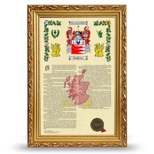 Handerson Armorial History Framed - Gold