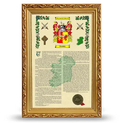Hannity Armorial History Framed - Gold