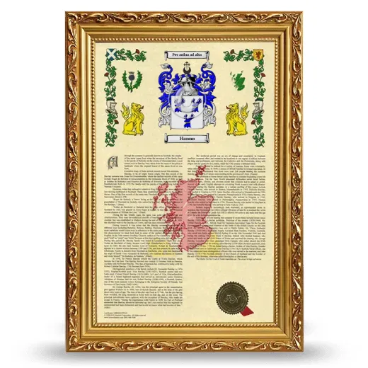 Hanno Armorial History Framed - Gold