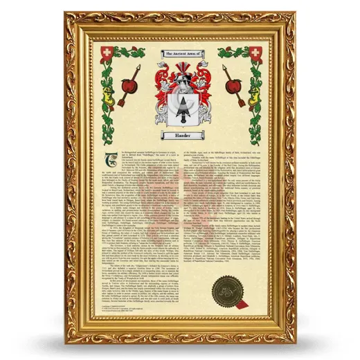 Harder Armorial History Framed - Gold
