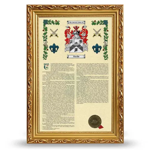 Hardie Armorial History Framed - Gold