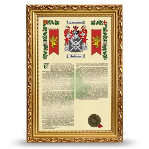 Hardington Armorial History Framed - Gold