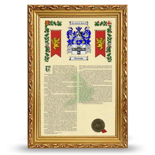 Harmony Armorial History Framed - Gold