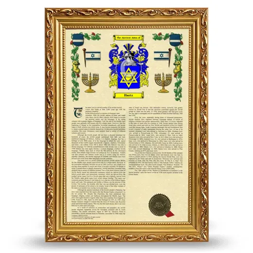 Hartz Armorial History Framed - Gold