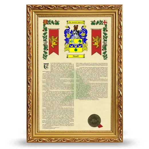 Hasall Armorial History Framed - Gold