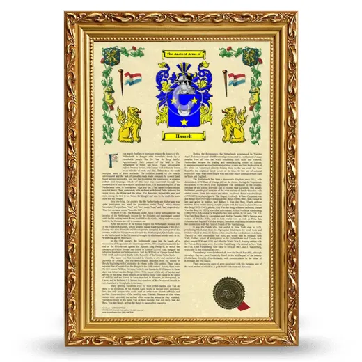 Hasselt Armorial History Framed - Gold