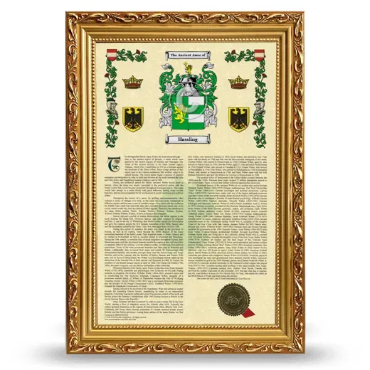 Hassling Armorial History Framed - Gold